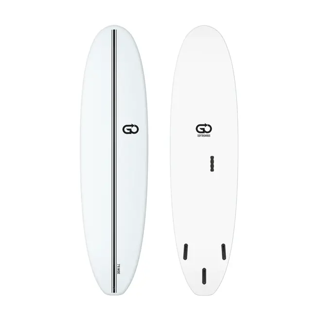 7'6 GO Softboards Surf Wide Range Fiber Tech - 3 Fin - White