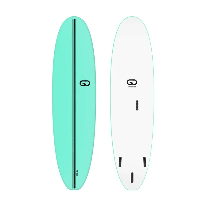 7'6 GO Softboards Surf Wide Range Fiber Tech - 3 Fin - Green