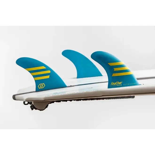 Feather Fins Single Tab Ultralight Epoxy HC Thruster Blue/Yellow