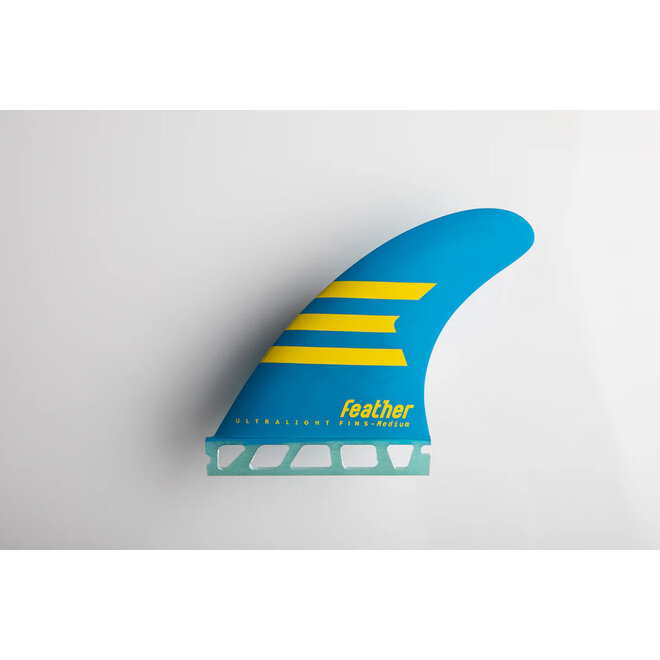 Feather Fins Single Tab Ultralight Epoxy HC Thruster Blue/Yellow