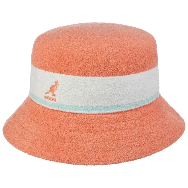 Kangol Bermuda Stripe Bucket Hat Peach Pink