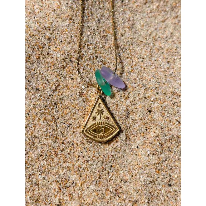 Laguna Treasure Sea Glass Necklace Ocean Eye Gold