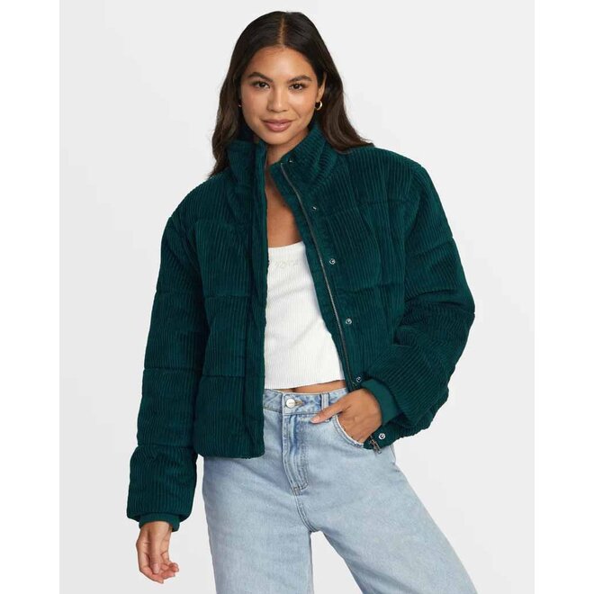 RVCA Dames Eezeh Corduroy Puffer Jacket Pine