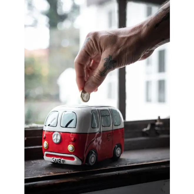 Devoted Surf Van Piggy Bank Red Red