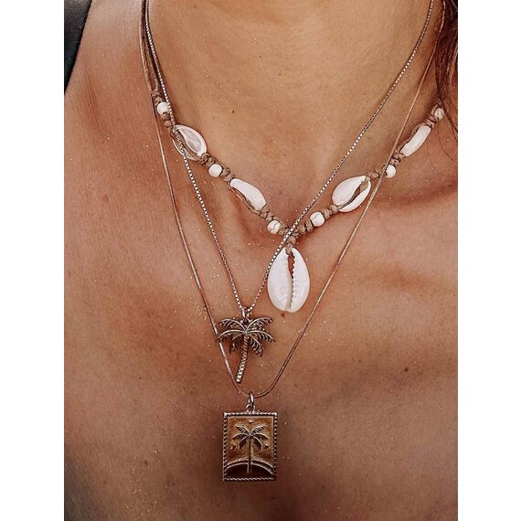 Laguna Treasures Oceaan Ketting Palmboom Zilver