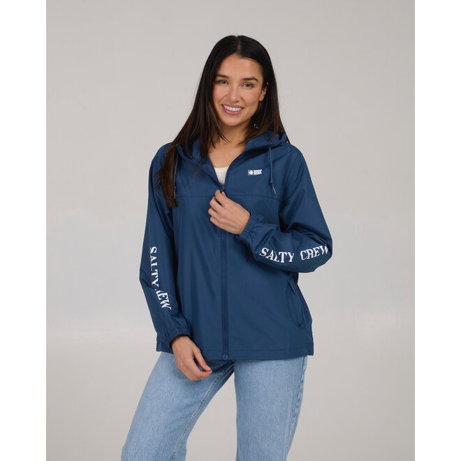 Salty Crew Womens Frits Windbreaker Jacket Denim Blue