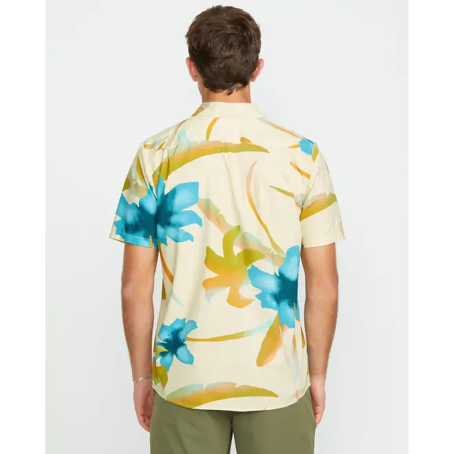 Volcom Mens Tracers SS Floral Shirt Light Beige