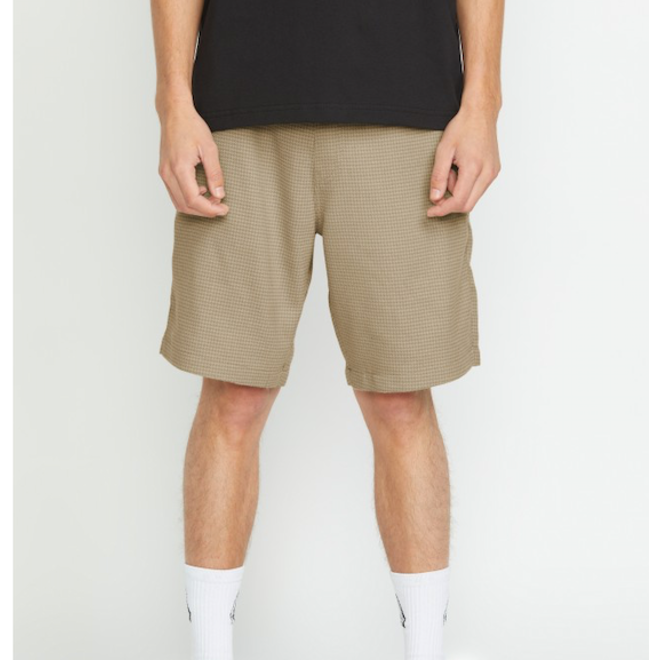 Volcom Mens Frickin Elastic Waist 19" Shorts Light Khaki