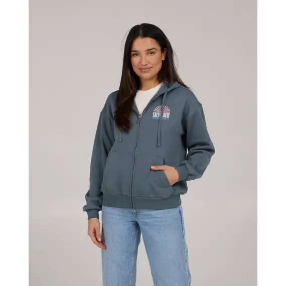 Salty Crew Dames In The Rays Zip Hoodie Fin Blue