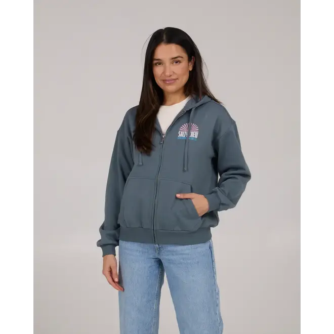 Salty Crew Dames In The Rays Zip Hoodie Fin Blue