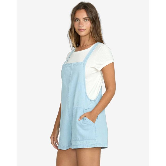 Billabong Dames Beach Crush Denim Overall Salt Blue