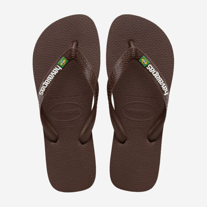 Havaianas Brasil Logo Dark Brown Slippers