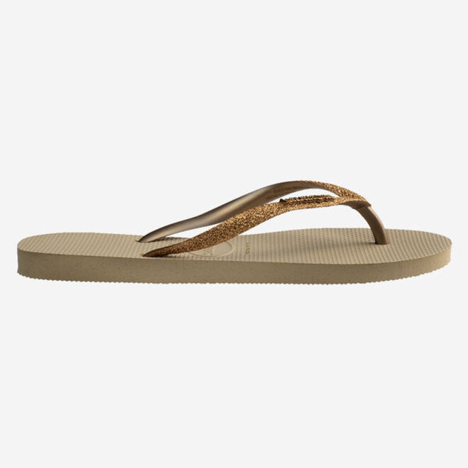 Havaianas Kids Slim Glitter II Sand/ Golden Light Metallic Slippers