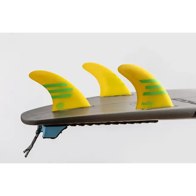 Feather Fins Click Tab Ultralight Epoxy HC Thruster Fins Yellow/Green