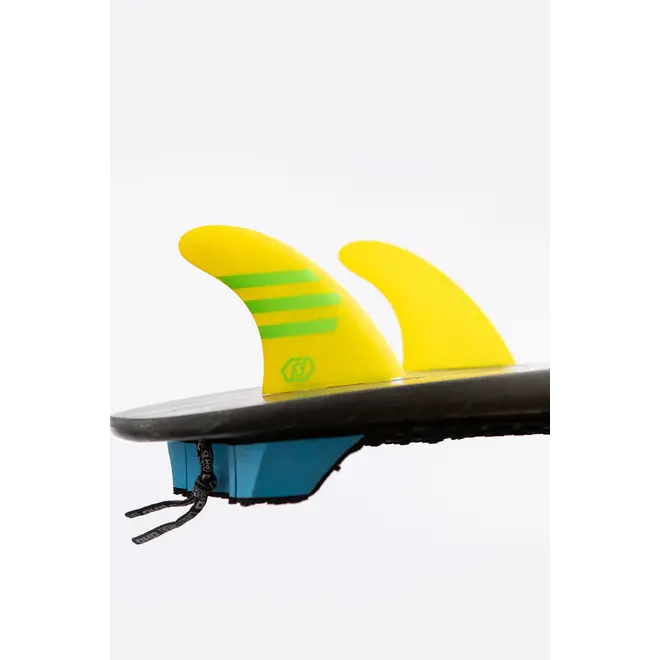 Feather Fins Click Tab Ultralight Epoxy HC Thruster Fins Yellow/Green