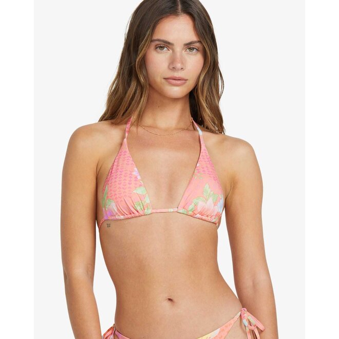 Billabong Women's Crazy For Coral Triangle Bikini Top Peach Out