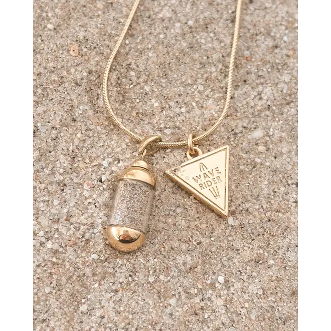 Laguna Treasures Beach Pendant Necklace Wave Rider Gold