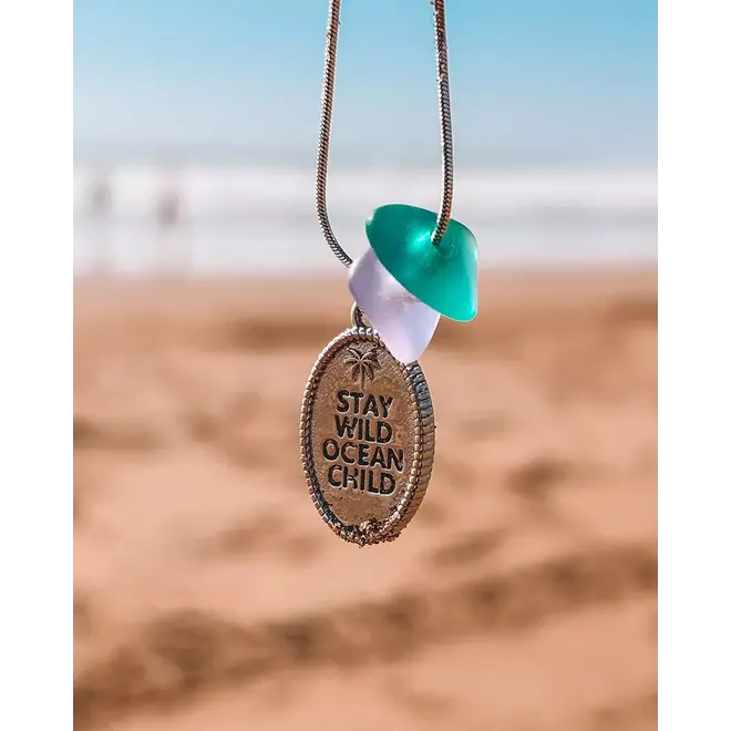 Laguna Treasures Sea Glass Necklace Skategirl Silver