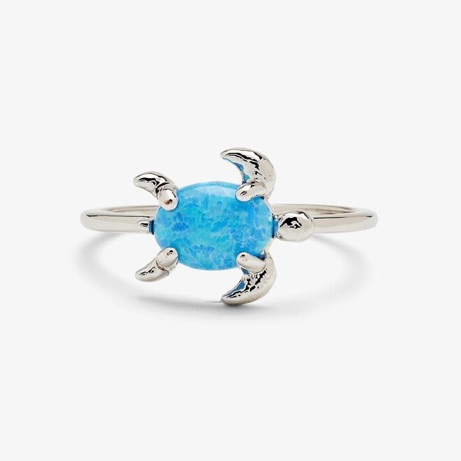 Pura Vida Opal Sea Turtle Ring Silver