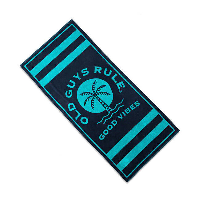 Old Guys Rule Good Vibes Beach Towel