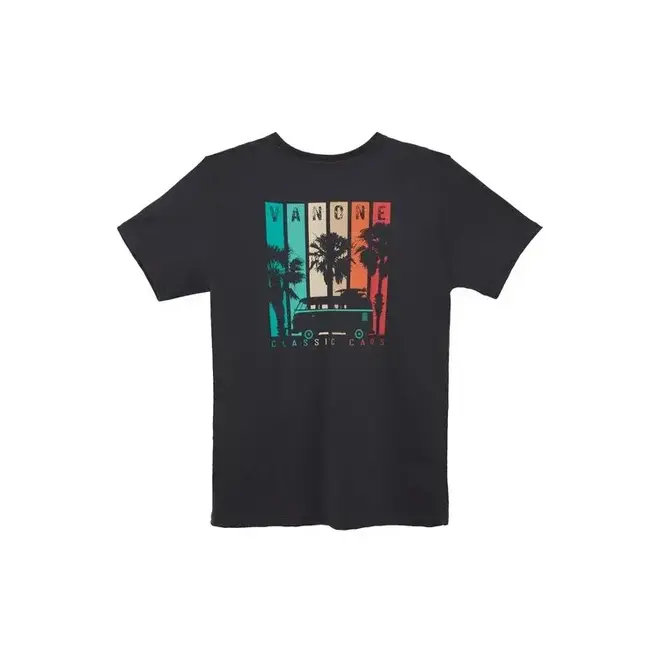 Van One Classic Cars T-Shirt Retro Stripes Black