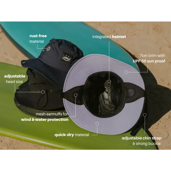 Smile Surfwear Reef Ranger 1.0 Surf Hat / Helmet Black