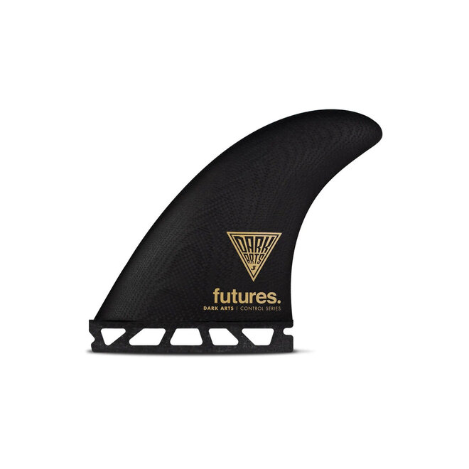 Futures Dark Arts Fiberglass Thruster Fins Black Gold Large