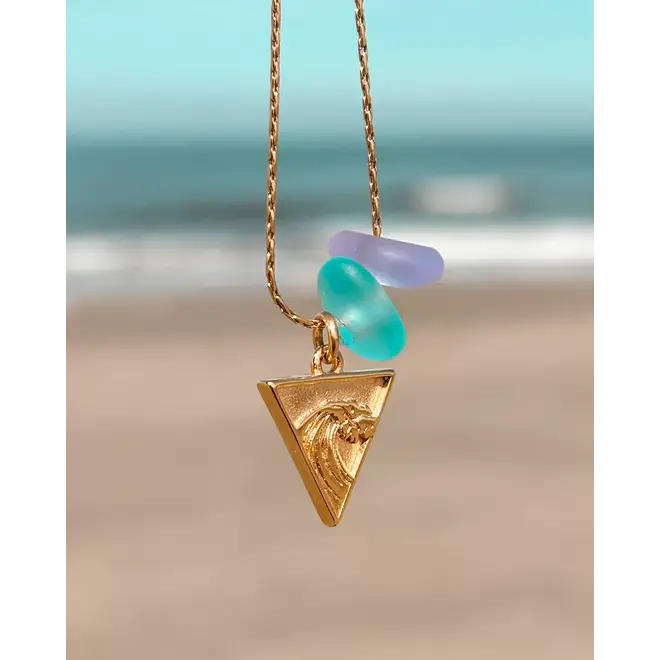 Laguna Treasures Zeeglas Necklace Wave Rider Gold