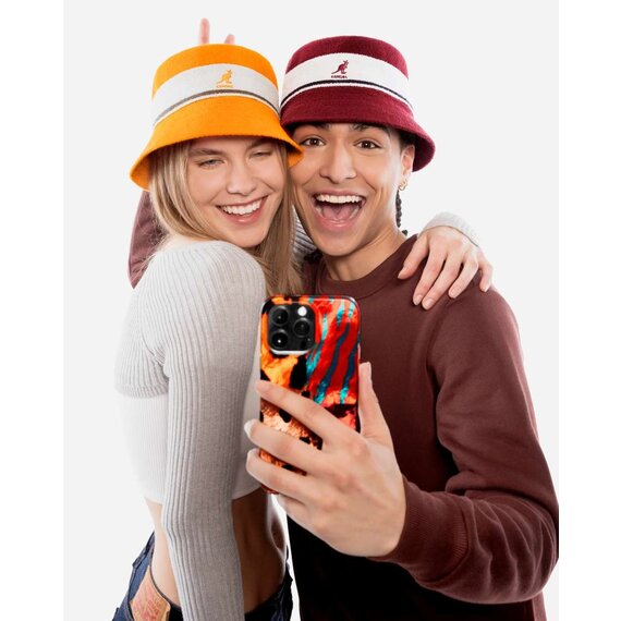 Kangol Bermuda Stripe Bucket Hat Cranberry