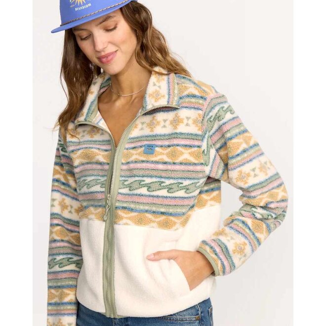 Billabong Dames Rock Jetty Mock Neck Zip Fleece Whitecap