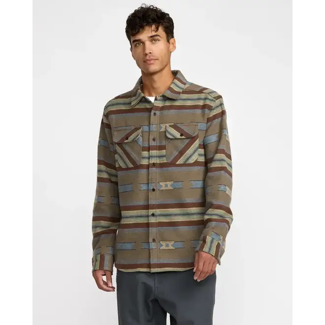 RVCA Heren Dayshift Blanket Flannel Shirt Mushroom