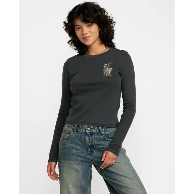 RVCA Damen Fortune LS Tee Washed Black