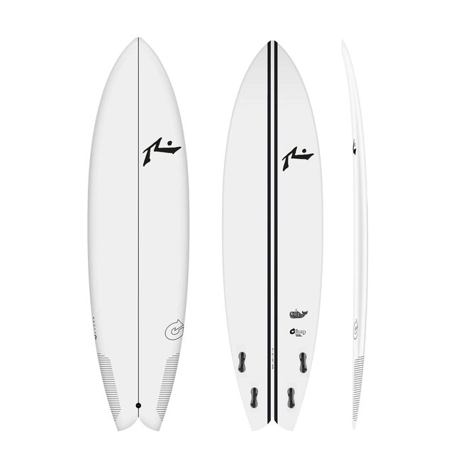 Rusty Moby Fish - Torq TEC - FCS II - 4 Fin 7'4 Clear