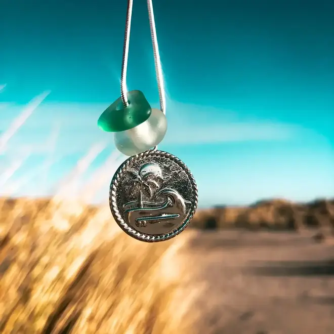Laguna Treasures Zeeglas Ketting Island Vibes Zilver