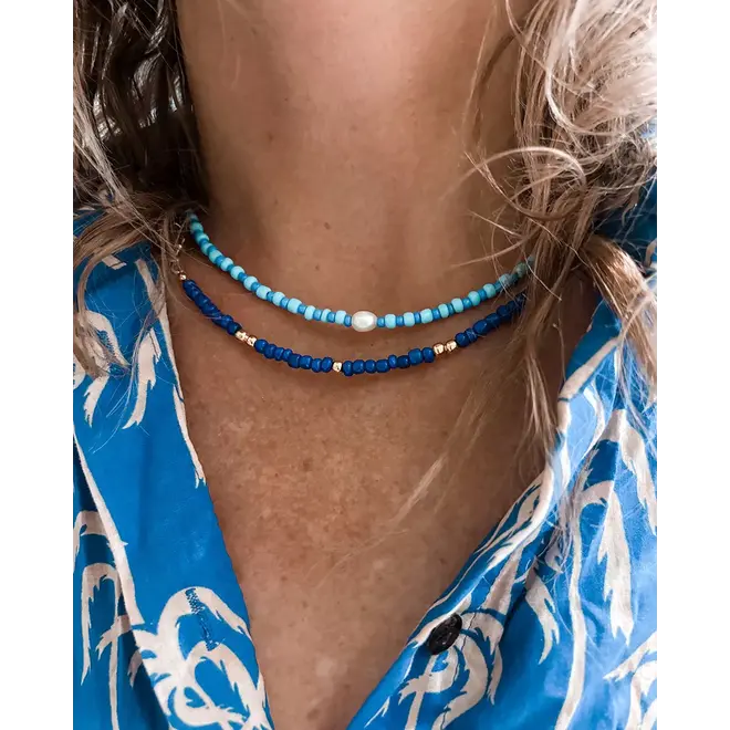 Laguna Treasures Blue Lagoon Necklace Cobalt Blue Gold
