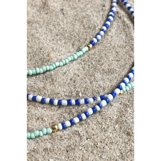 Laguna Treasures Ocean Escape Beaded Necklace Blue-White/Mint