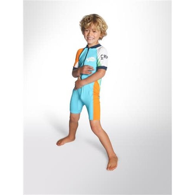 C-Skins UV Sunsuit Shorti Boys And Girls-TU-OR-GN