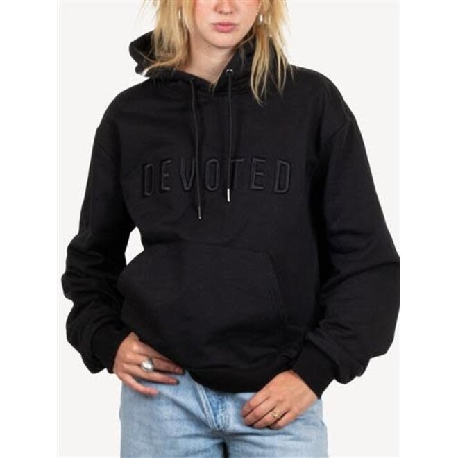 Devoted Puff Embroided Logo Hood Black
