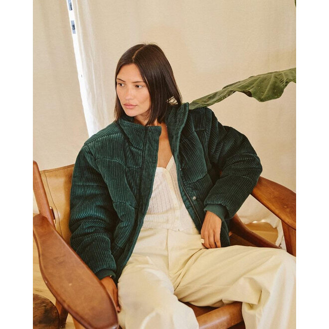 RVCA Dames Eezeh Corduroy Puffer Jacket Pine