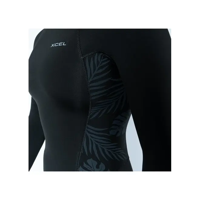 Xcel Axis 4/3 Damen Back Zip Wetsuit Black Palm-Monstera