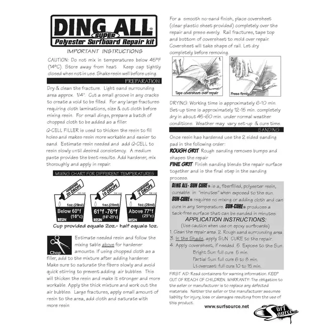 Ding All Polyester Super Repair Kit