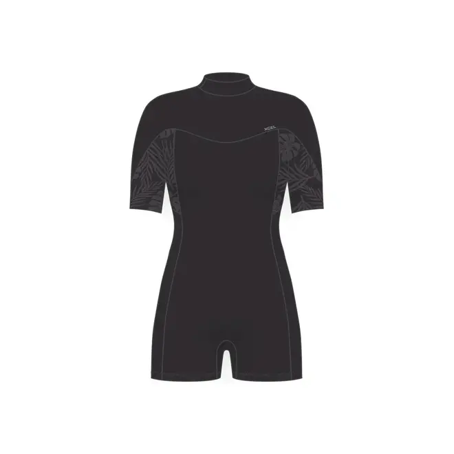 Xcel Axis 2/2 Dames S/S Springsuit Black Palm-Monstera
