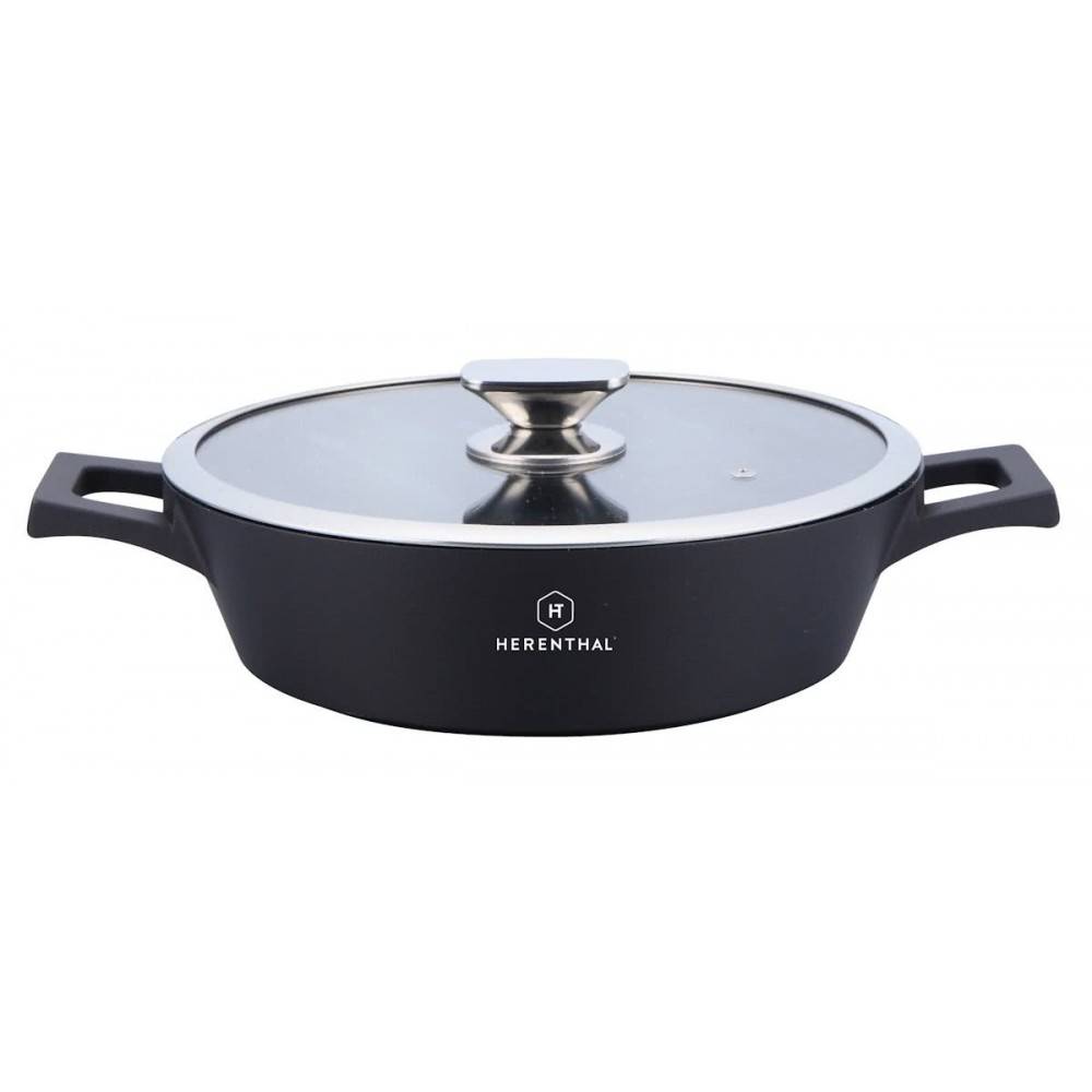 Herenthal Marmer Coating Lage braadpan met deksel Ø 28 cm HT-HMR28