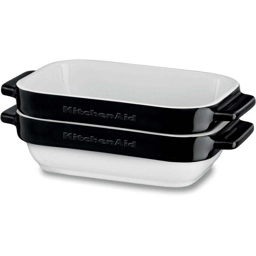 Kitchenaid 2 Delige set keramische bakvormen-ovenschalen onyx zwart KBLR02MBOB
