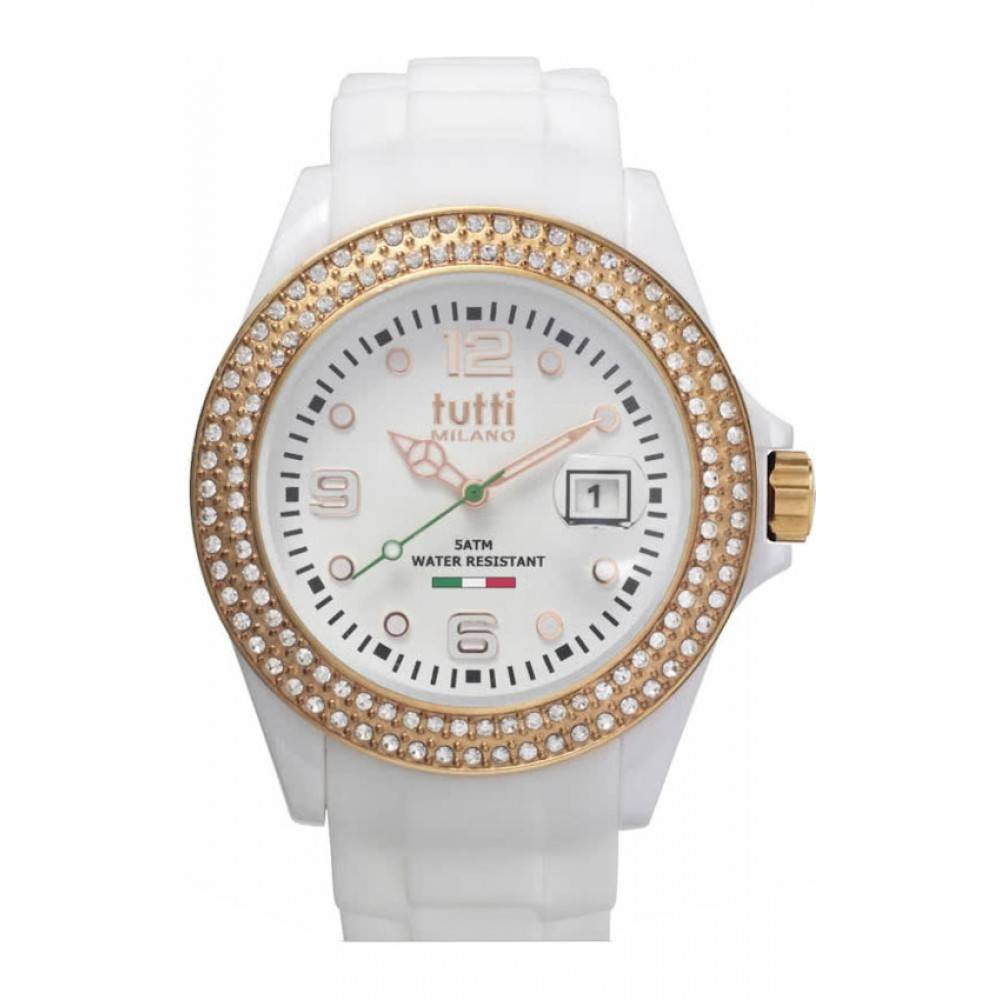 Tutti Milano Cristallo Horloge wit TM003 WH/RO/Z