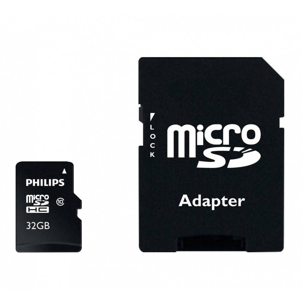 Philips Class 10 micro SDHC 32 GB kaart + adapter FM32MP45B