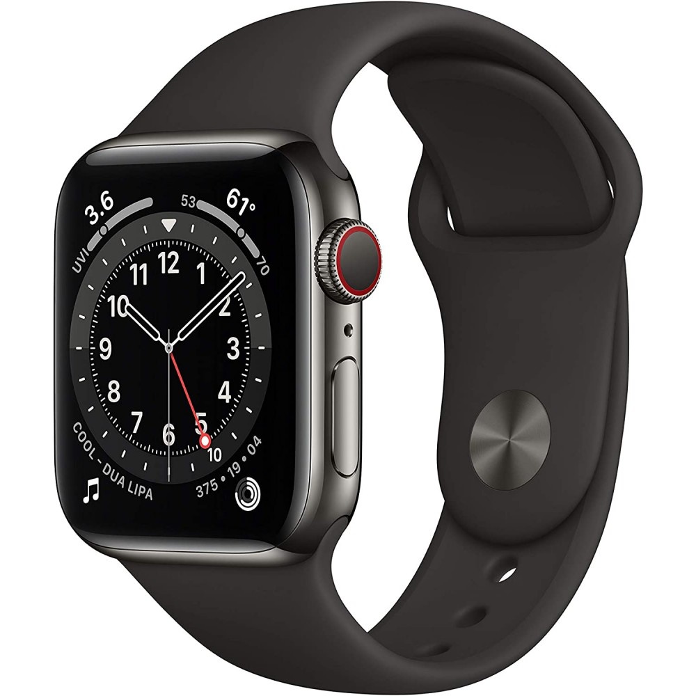 Apple watch series 6 gps + cell 40mm gra. steel black sport band