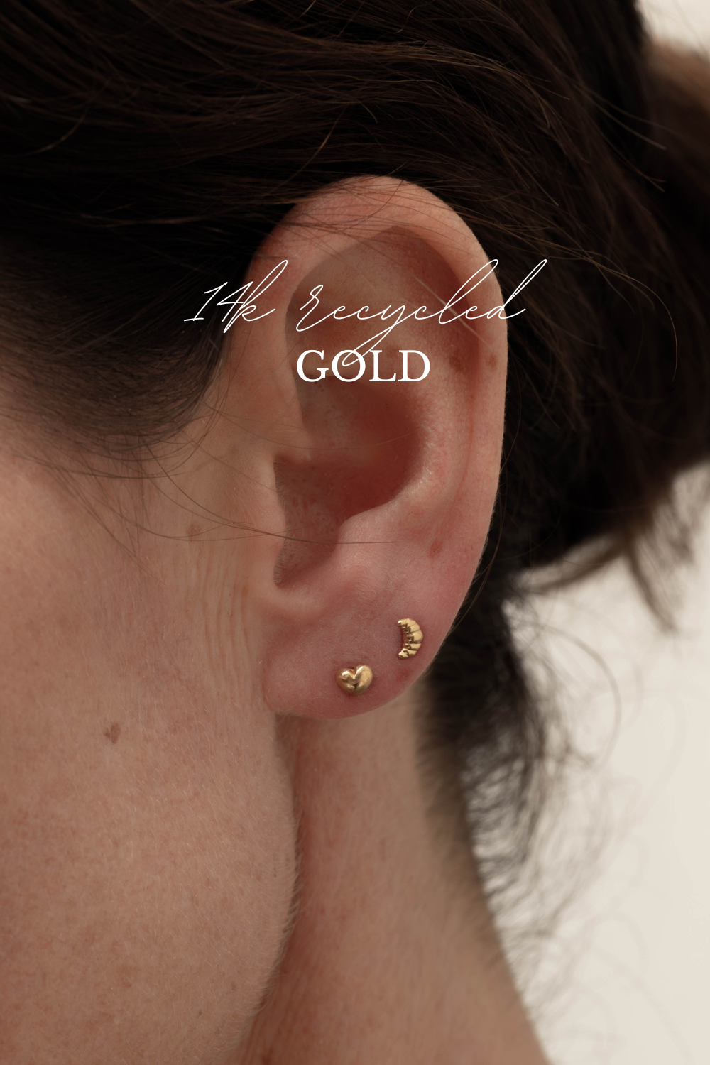 Bonjour amour studs - 14k Gerecycled Goud