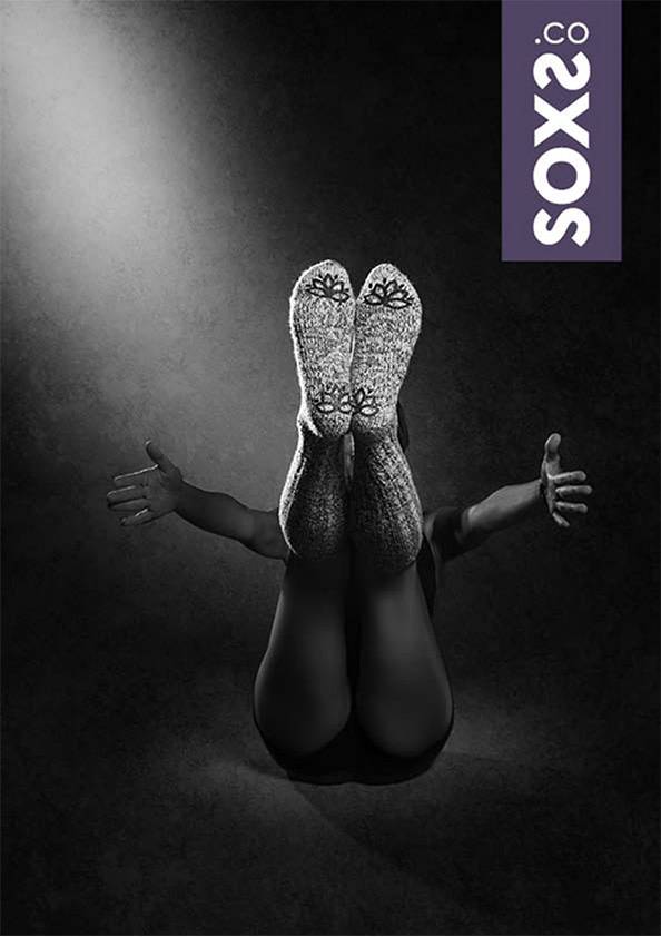 Soxs Damen Anti-Rutsch-Socken - Grey/Mystical Purple Knee High-5