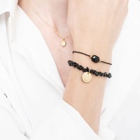 A Beautiful Story Edelsteen Kaart - Zwarte Onyx Gouden Armband